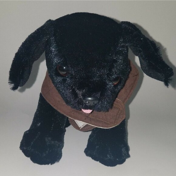 Melissa & Doug Black Lab Puppy Dog Plush Labrador Retriever Brown Vest Service - Picture 1 of 12